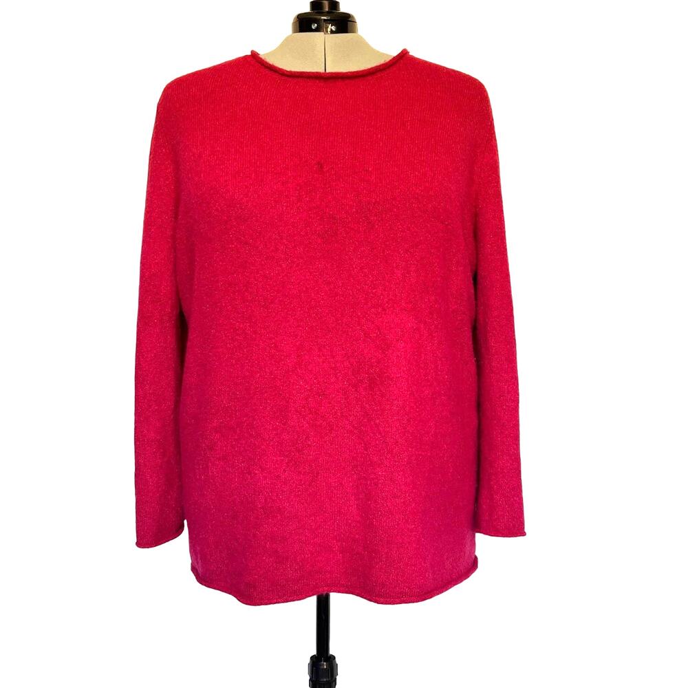 Lane Bryant Rolled Neck Womens Sweater Sz 22/24 Pink Shimmer Cutout Cozy Bold
